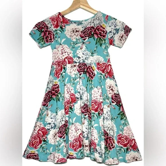 Posh Peanut Blue and Pink Shorr Sleeve Sundress 5T - Picture 3 of 4